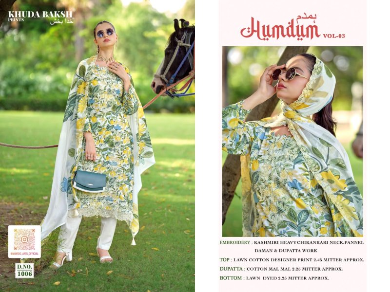 Humdum Vol 3 By Khuda Baksh Lawn Printed Pakistani Dress Material